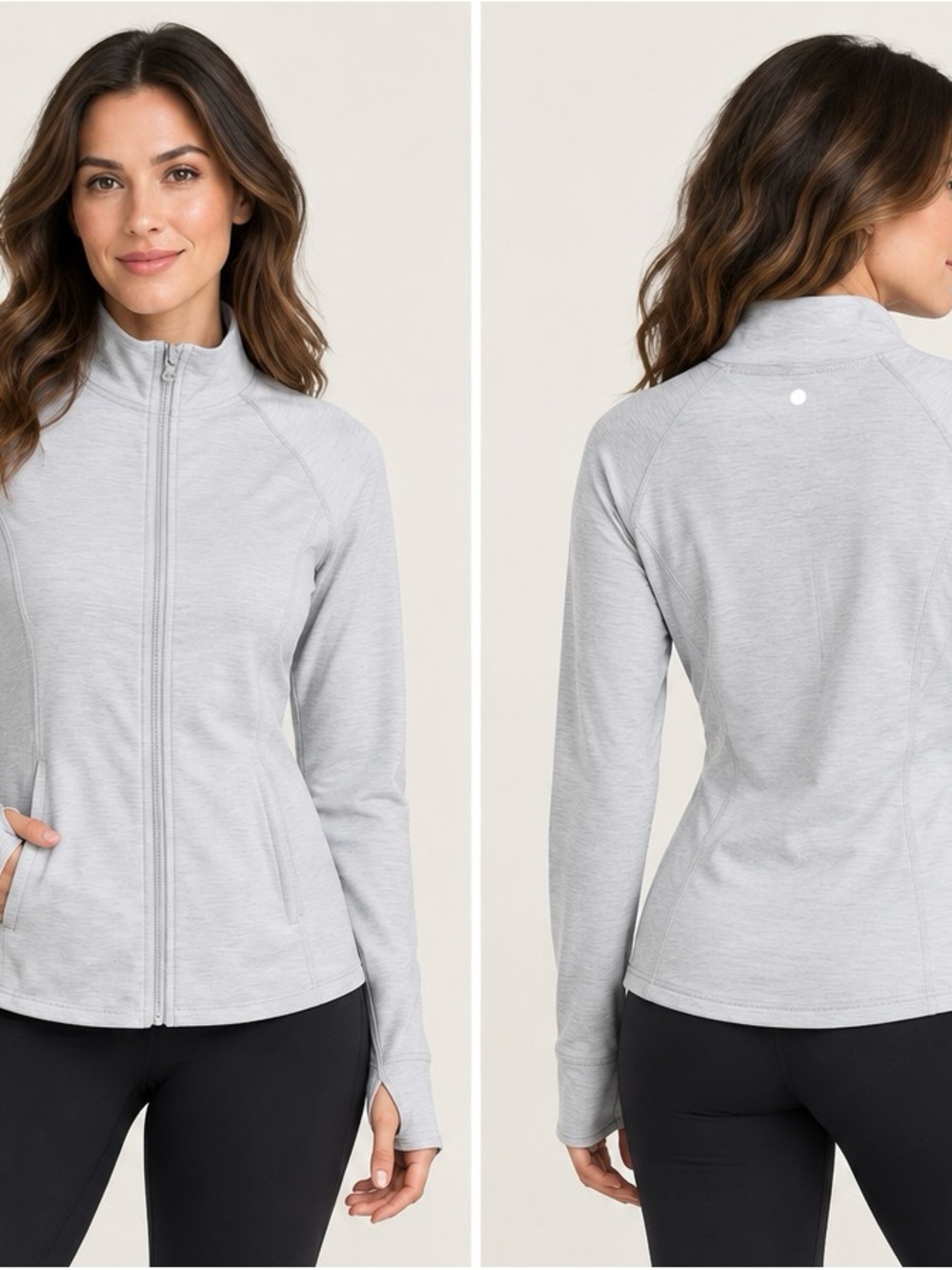 Yogalicious Lux Rebel Flare Jacket Women’s Large Gray Full Zip Thumbholes